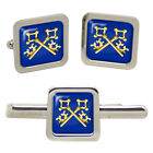 Masonic Lodge Treasurer Square Cufflinks and Tie Clip Set