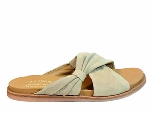 KORK-EASE Zel Beige Suede Leather Criss-Cross Slip On Slide Sandals Sz 7 Nice - Picture 1 of 7