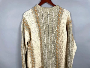 VTG The Limited Hand Knit Silk 3D Stripe Sweater Women's Petite Small Beige - Picture 1 of 13