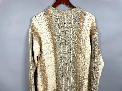 Suéter de Colección The Limited Tejido a Mano Seda 3D Rayas Para Mujer Pequeño Beige Foto 1 de 4