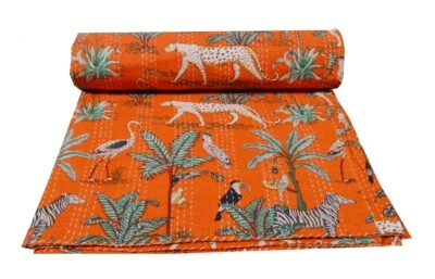 Colcha indiana feita à mão vintage JungleKantha colcha de algodão cobertor Gudri  - Imagem 1 de 4