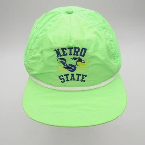 Metro State Roadrunners Neon Green Nylon Rope Hat Cap Vintage 90s Colorado CO - Picture 1 of 15