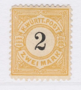 GERMAN STATES WURTTEMBERG 1886 2M Yellow & Black MH* Scott 71a $450 A27P37F24345 - Picture 1 of 2