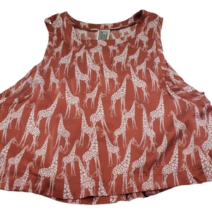 Free People 100% Silk Giraffe Print Cropped Tank Top Size Medium? READ - Picture 1 of 24
