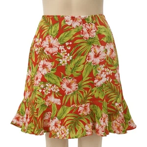 Jones New York Signature Silk Skirt Womens 14 Red Floral Tropical Resortcore Y2K - Picture 1 of 11