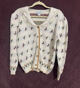 VTG Sweater Loft Classics Womens S Cardigan Chunky Knit Boxy Floral USA New Tag - Picture 1 of 10