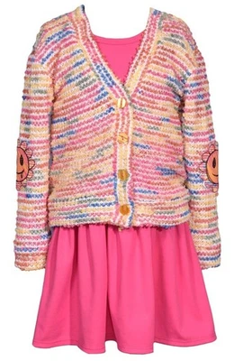NEW Bonnie Jean Girls Size 16 "PINK CONFETTI" BTS Dress Cardigan Sweater Set NWT - Image 1 of 4