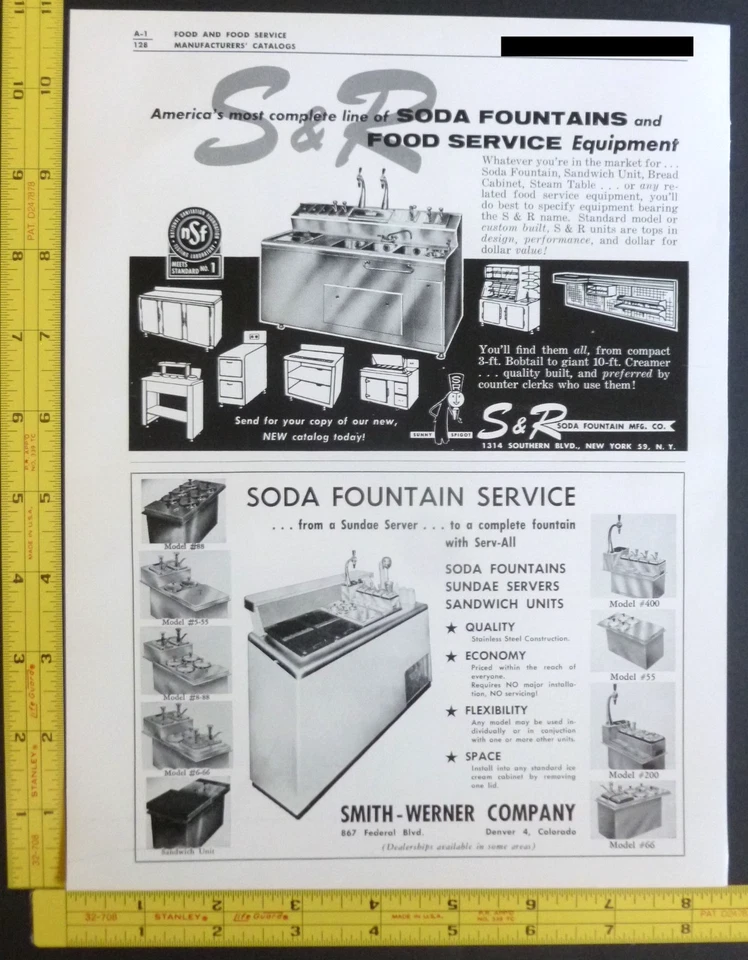 RARO!! Anuncio comercial 1955 - Smith-Werner Co/S&R equipo de fuente de soda Foto 1 de 1