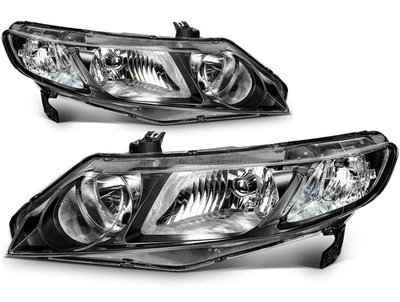 Conjunto de pares de faros para Honda Civic 2006-2011 sedán 4 puertas carcasa negra Foto 1 de 4