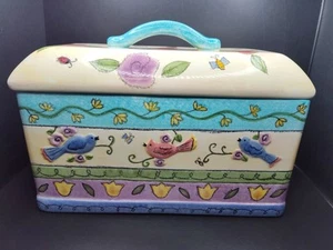 SANGO The Birds and Bees Bread Box Blue Birds Sue Zipkin 13.25" RARE 1990 - Picture 1 of 16