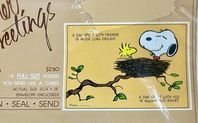 Sobre de tarjeta de felicitación vintage Hallmark Snoopy Woodstock Peanuts 1979 Foto 1 de 4