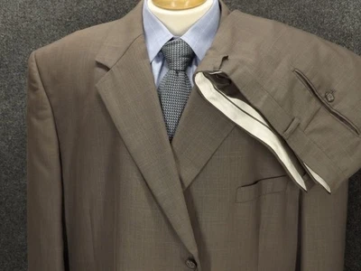 Vanetti Suit Mens 54R Pants 48x30.5 Solid Gray Polyester 3 Button - Image 1 of 4