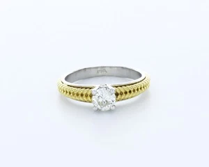 0.8 CTW Lab-Created Diamond E/VVS1 Round Cut 14K Yellow Gold Vintage Accent Ring - Picture 1 of 4