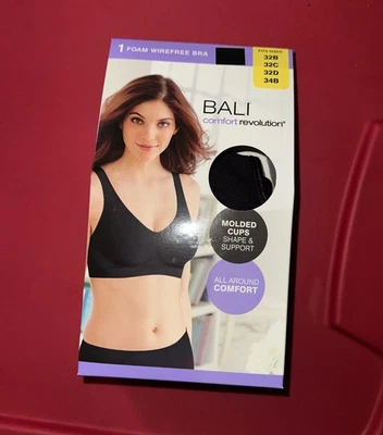 Sujetador para mujer Bali 228781 Comfort Revolution negro sin aros, se adapta a: 32B, 32C, 32D, 34B Foto 1 de 4