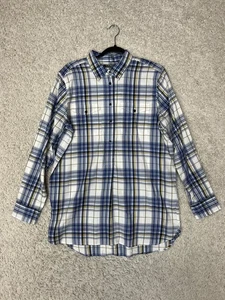 Lauren Ralph Lauren Tunika Shirt Damen Large blau gelb kariert Button Down Freizeit - Bild 1 von 8