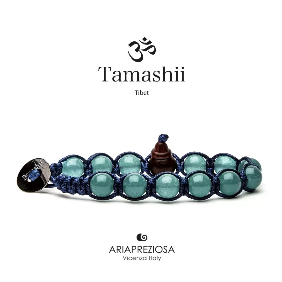 Bracciale Pietra Tibetano Giada Verde Lago Tamashii Unisex 1 giro BLUES900-215 - Immagine 1 di 1