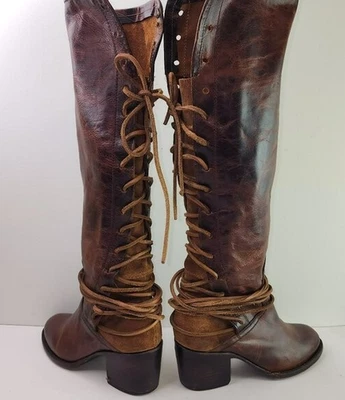 Freebird Steven Coal Brown Leather Tall High Boots (8 US) — 第 1/4 张图片
