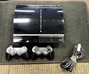 Sony PlayStation 3 PS3 Phat Mode Console, Black, Model CECHG01 with Controllers - Picture 1 of 7