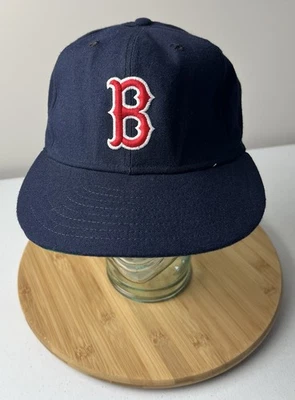 Boston Red Sox New Era Fitted Baseball Hat Vintage 90’s Pro Model USA Made Blue - Image 1 of 4