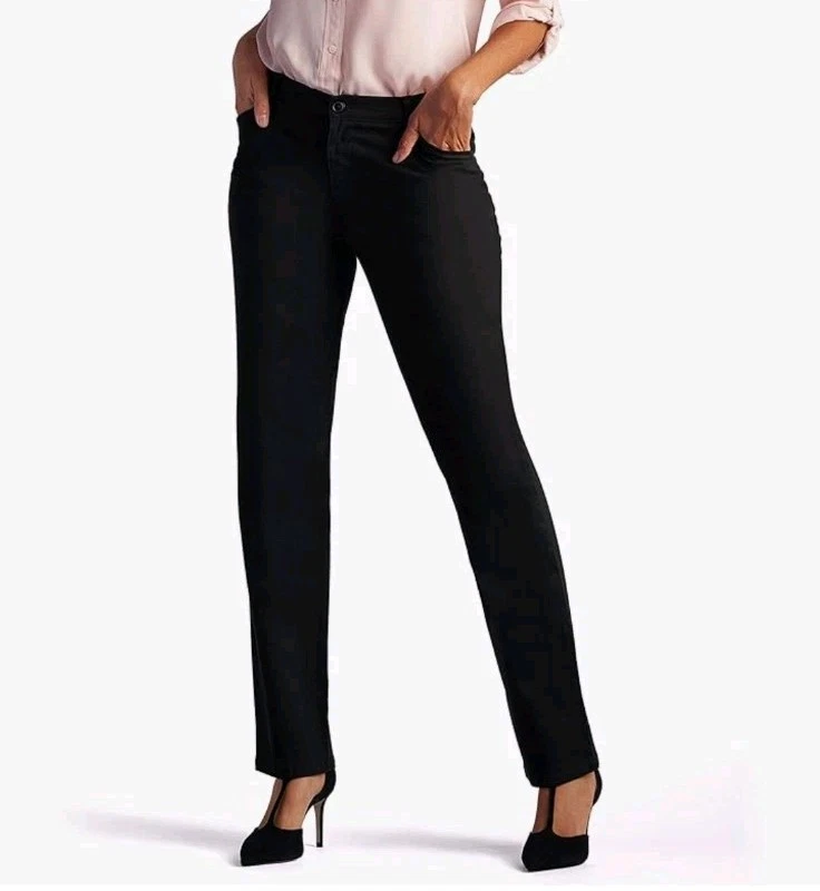 Lee Pants Women's Size 12S Black Relaxed Fit Straight Leg Mid Rise Trouser #12