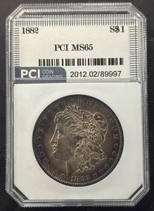1882 $1 Morgan Silver Dollar PCI MS-65 Mint State Toned Obverse - Picture 1 of 5