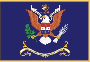 Rectangle Flags - 110th Infantry Regiment - THE DEVOTION OF EACH IS THE STRENGT - Picture 1 of 1