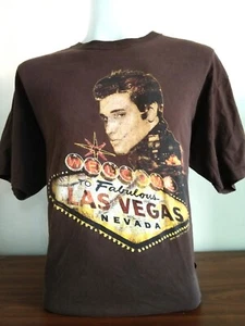 Elvis Presley By K-U-N Welcome to Fabulour Las Vegas Nevada T shirt XL Brown - Picture 1 of 6