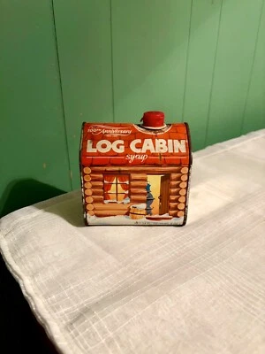 Vintage 1987 Log Cabin Syrup Tin 100th Anniversary General Foods Christmas - Image 1 of 4