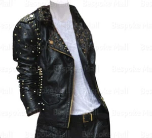 New Woman's Black Silver Studded Brando Style Cowhide Biker Leather Jacket-497 - Picture 1 of 3