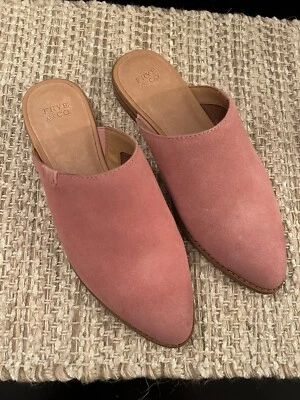 NUEVO SIN CAJA Frye & Co. Fenn Rosa Gamuza Mules Talla 7 M Sin Cordones Puntera Almendra Occidental Informal Foto 1 de 4