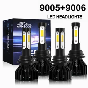 9005 9006 LED Headlights Kit Combo Bulbs High Low Beam Super Bright 6000K White - Picture 1 of 14