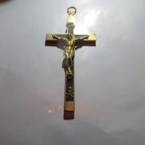 Moyenne croix avec Christ en laiton et métal peint en noir - Bild 1 von 1
