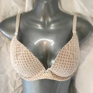 Victoria’s Secret Bra 32DD Very Sexy Lightly Lined Plunge Lace Beige Push-Up - Bild 1 von 14
