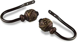 Rod Desyne Home Decorative Tilly Finial Curtain Holdback Hook Pair Cocoa - Picture 1 of 1