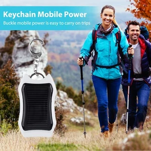 Portable Solar Power Bank Charger with Flashlight Outdoor Keychain Solar Key tag - Picture 1 of 5