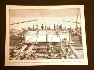 Anno 1886 Trasporto sul Lago Maggiore del granito monumento V.Emanuele di Genova - Picture 1 of 1