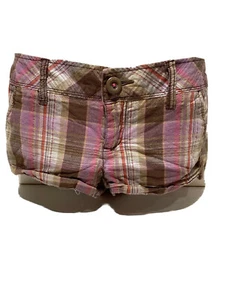 Aeropostale Woman Ladies Casual Dress Short Size 3/4 Flat Front Summer Plaid - Picture 1 of 12