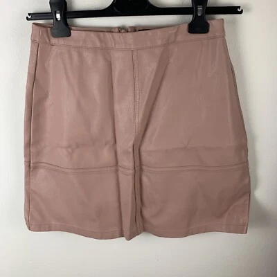 New Look Pink Leather Look Skirt Uk 8  - Image 1 of 4