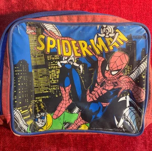 Spiderman Vintage 1994 Softshell Thermos Brand Lunchbox Marvel - Bild 1 von 10