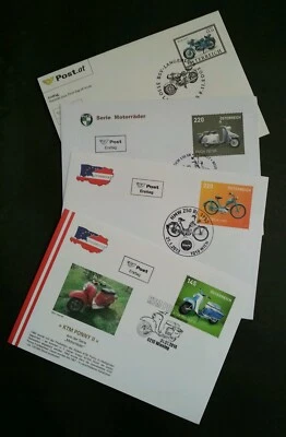 Austria Old Timer Classic Motorcycle 2002 2013 2014 Transport Vintage (FDC lot) - Image 1 of 4