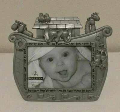 Marco de fotos Malden Two by Two Arca de Noé tono peltre bebé 3,5" x 5" Foto 1 de 4