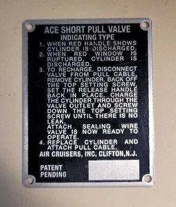N3N Vintage Aircraft, ACE Short Pull Valve Plate , 1-3/4" by 2-1/4" Dimensions - Picture 1 of 3
