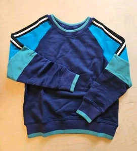 NEW HANNA ANDERSSON NAVY COLORBLOCK FLEECE COZY SWEATSHIRT 110 5 $50 - Picture 1 of 8