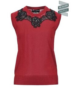 RRP €645 DOLCE & GABBANA Tank Top IT40 US4 UK8 XS Lace Insert Made in Italy