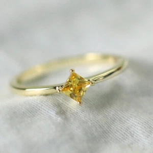 Princess Cut Yellow Topaz Bands 18K Gold Plating Womens Wedding Tail Ring Sz 4-9 - Picture 1 of 6