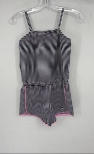 Abercrombie Kids Girls White Blue Striped One-Piece Swimsuit Size 13/14 - Picture 1 of 7