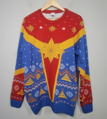 NUEVO CON ETIQUETAS Marvel Avengers M Feo Navidad Suéter Unisex Capitán Marvel Fair Isle Foto 1 de 4
