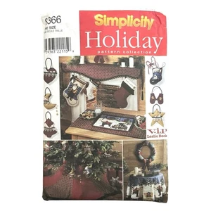 Simplicity Sewing Pattern 8366 Christmas Ornaments Tree Skirt Table Runner Uncut - Picture 1 of 4