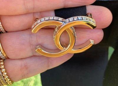 Broche/Pin CHANEL CC Borde Cristal Dorado, NUEVO Foto 1 de 4