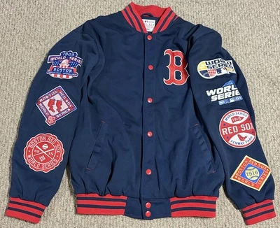 G-III Deportes Carl Banks Boston Medias Rojas Chaqueta Abotonada Serie Mundial Parches Foto 1 de 4